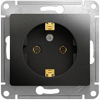 Розетка с заземлением без рамки Systeme Electric Glossa 1-м. антрацит  картинка